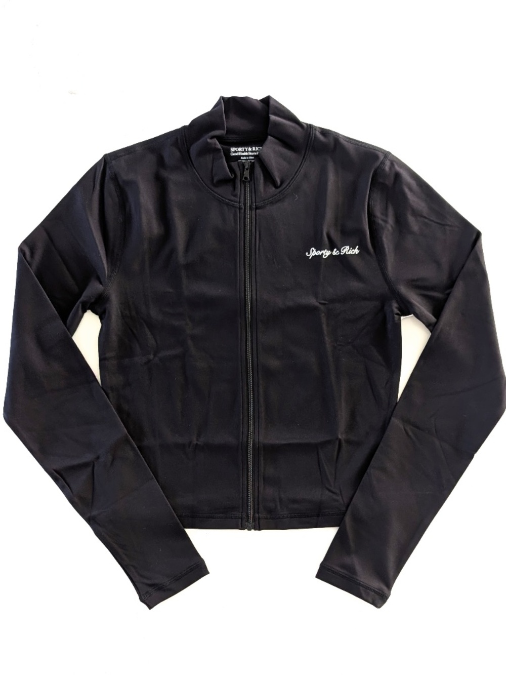 Sporty & Rich Syracuse Sports Jacket Womens M Black Full Zip Athletic NWT